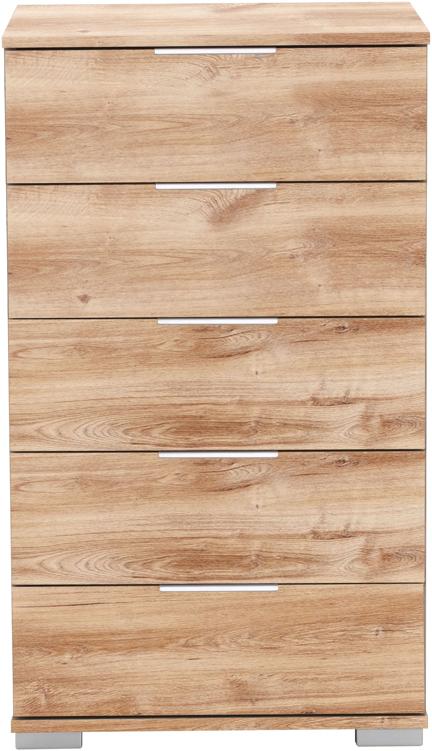 Schubkastenkommode WIMEX "Easy", braun (plankeneichefarben), B:49cm H:102cm T:41cm, Sideboards, mit 5 Schubladen Image