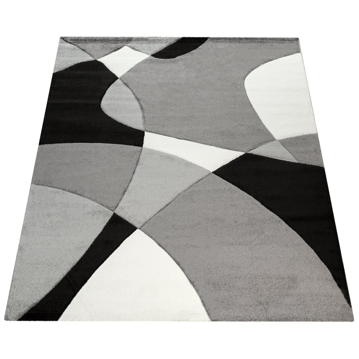 KADIMA DESIGN Teppich Kurzflor Abstrakt Wohnzimmer schmutzabweisend Schwarz Rechteckig 200x290 | 100% Polypropylen | Florhöhe: 12 mm | nur Handreinigung Image