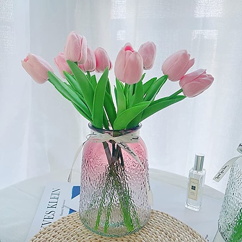 1 stück pu mini tulpe nachahmung blume künstliche blume nordischen stil hochzeit dekoration stütze nachahmung pflanze Image