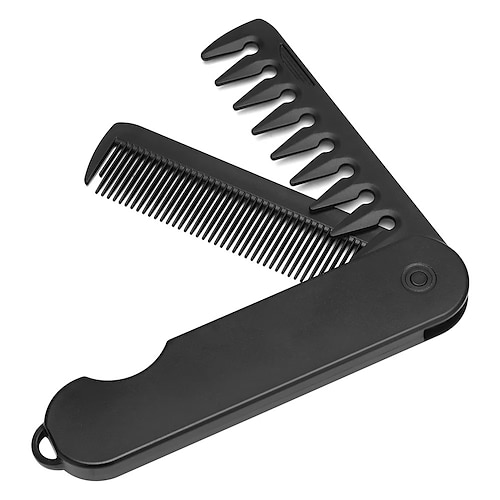 1/2 Stück multifunktionaler Herren-Klappkamm, Ölhaarkamm, Kamm für zurückgekämmtes Haar, Stylingkamm mit breiten Zinken und strukturierter Oberfläche, tragbarer Reise-Klappkamm Image