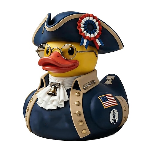 Ente zum 250. Jahrestag der amerikanischen Unabhängigkeit, patriotische Militär-Entenfigur, Jeep-Dekoration aus Kunstharz in Form einer Veteranen-Ente, Dekorationen zum Unabhängigkeitstag am 4. Juli Image