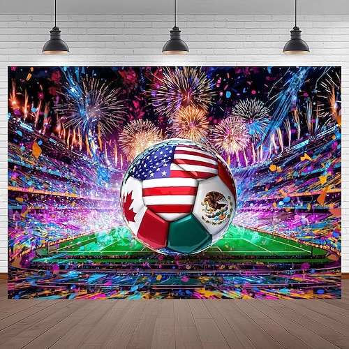 Hintergrundbanner mit Fußball- und Rugbymotiven für Sportwettkämpfe, Geburtstagsfeiern und Bühnendekoration Image