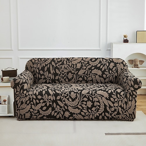 Luxuriöser Jacquard-Plüsch-Sofabezug mit Blumenmuster, weicher, rutschfester Couchschutz, dekorativer Möbelbezug für Wohnzimmer, Schlafzimmer und Büro Image
