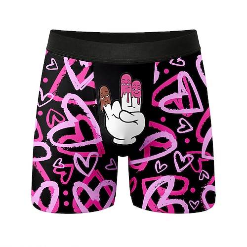 Herren Herzförmig Eiscreme-Finger Dehnbare Boxershorts Badeshorts Boxer-Badeshorts Lustig Lässig Heim Strandurlaub Elastischer Bund Feuchtigkeitsableitend Atmungsaktive Unterwäsche Designer Bekleidung Image