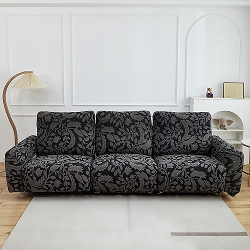 Chaiselongue-Überzug mit floralem Jacquardmuster, beflockter Jacquard-Überzug, weicher dekorativer Sofaschutz für Wohnzimmer, Schlafzimmer und Wohnaccessoires Image