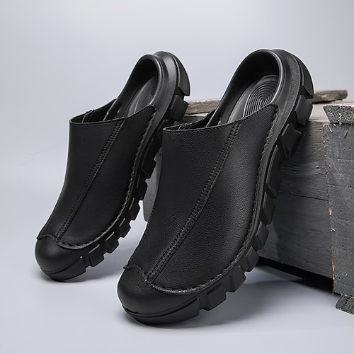 Weiße Herren-Clogs zum Hineinschlüpfen – leichte Schuhe mit dicker Sohle, minimalistischer Stil, ideal für Reisen, Urlaub und Alltag Image