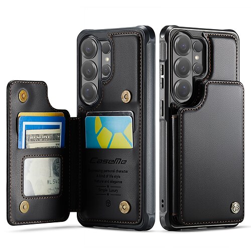 Handy Hülle Handyhüllen Für Samsung Galaxy S26 S26 Ultra Plus Brieftaschenhülle Flip-Cover Mit Ständer Kartenfach Stoßfest Retro TPU PU-Leder Image