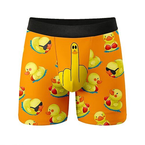 Herren Tiermotiv Cartoon Ente Dehnbare Boxershorts Badeshorts Boxer-Badeshorts Lustig Lässig Heim Strandurlaub Elastischer Bund Feuchtigkeitsableitend Atmungsaktive Unterwäsche Designer Bekleidung Image