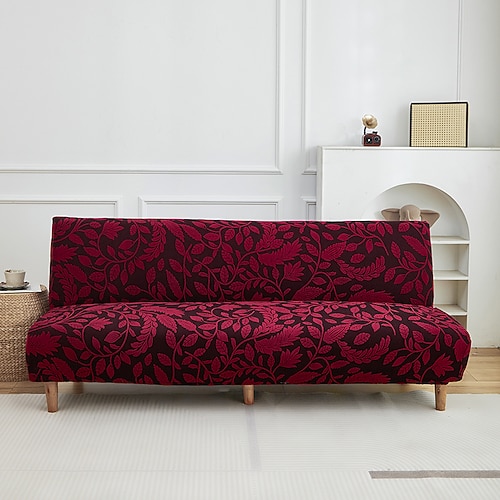 Jacquard-Samt-Sofabettbezug, hochelastisch, komplett abnehmbar, integrierter Sofaschutz für klappbare, armlose Schlafsofas, Wohnzimmer, Zuhause, vier Jahreszeiten Image