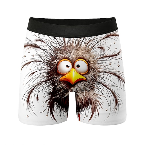 Herren Cartoon Küken Frizzle Chickens Dehnbare Boxershorts Badeshorts Boxer-Badeshorts Lustig Lässig Heim Strandurlaub Elastischer Bund Feuchtigkeitsableitend Atmungsaktive Unterwäsche Designer Image