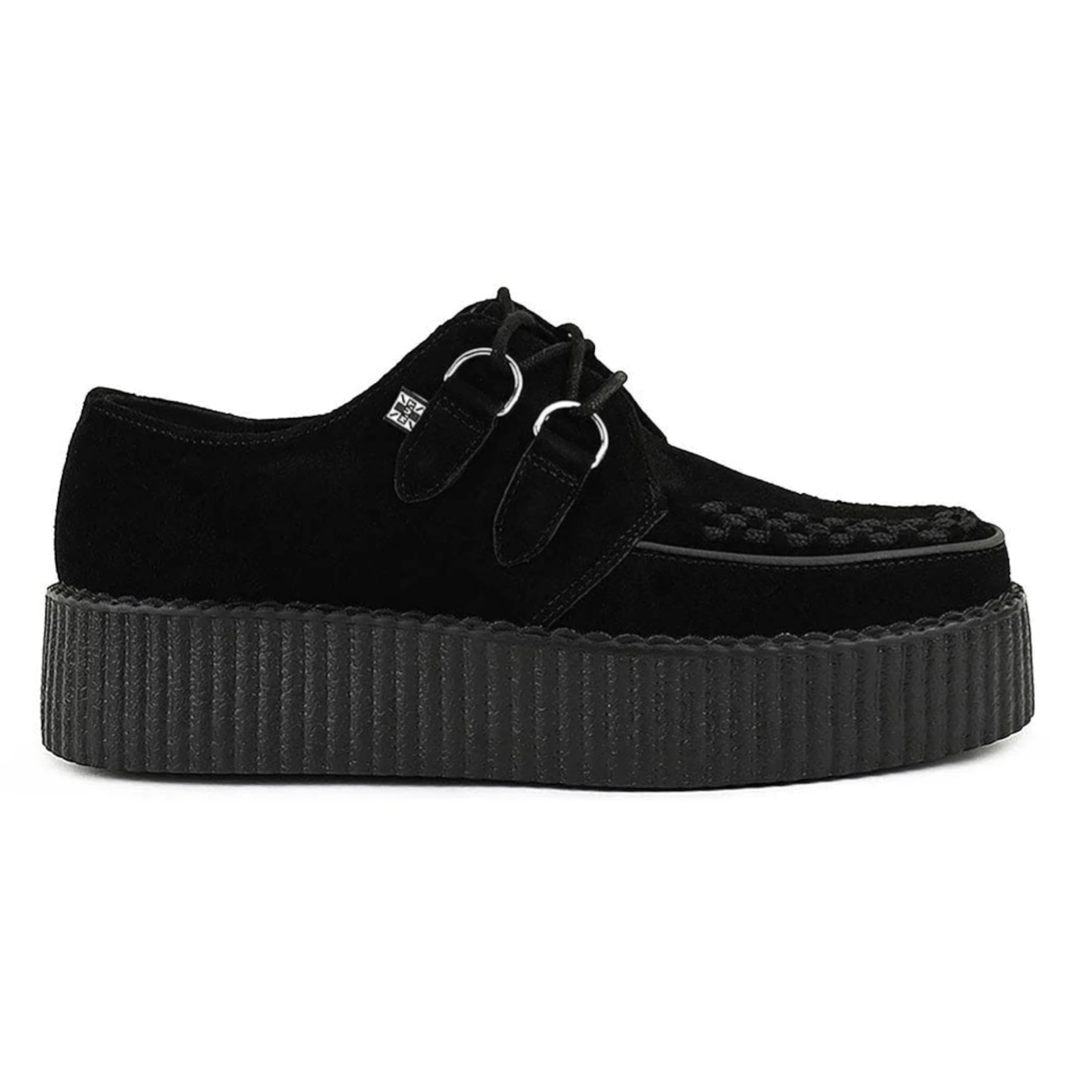 TUK Viva High Creeper Schwarze Wildleder-Plateau-Schnürschuhe im Gothic-Stil - AV6802