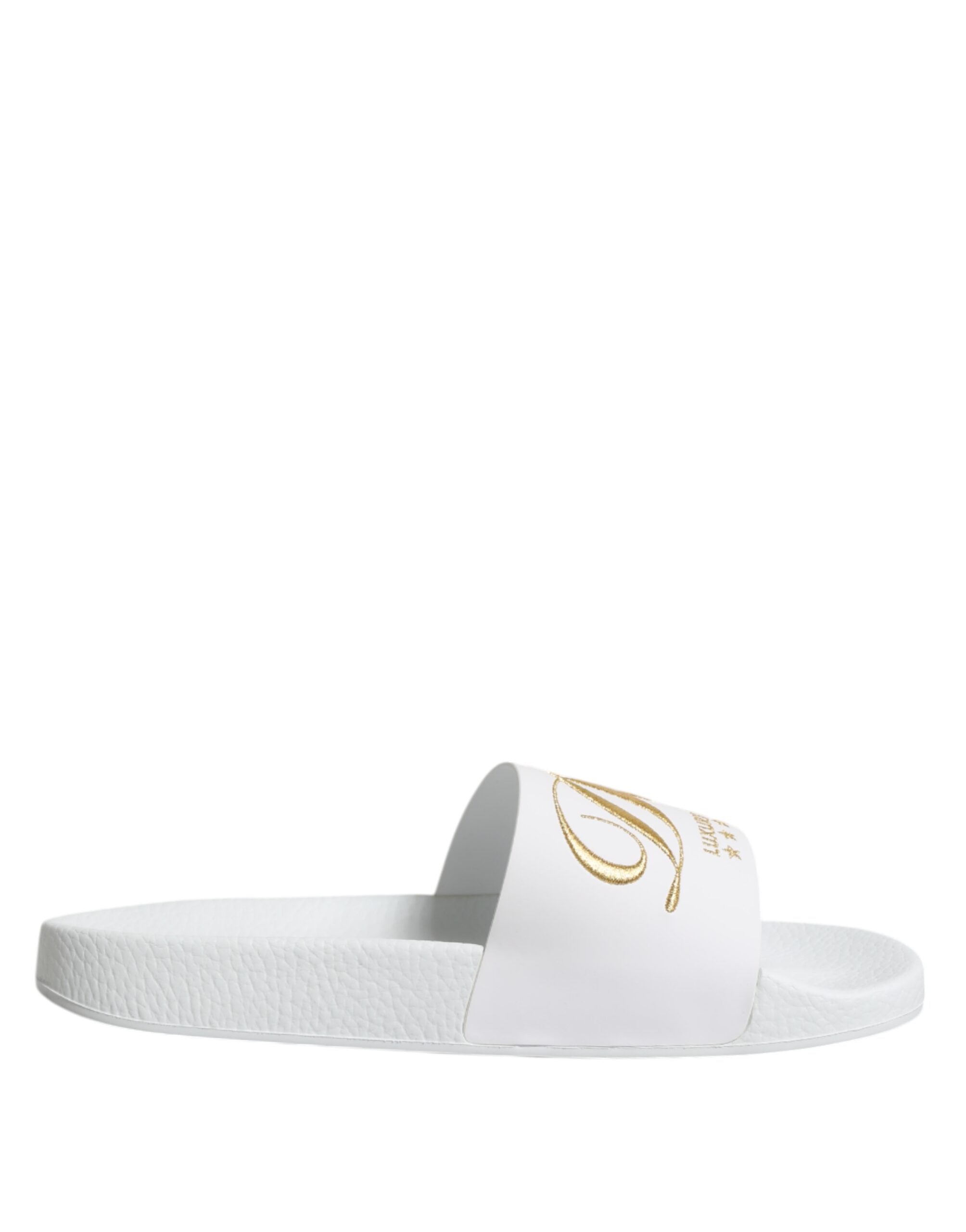 Dolce & Gabbana Weiße Leder-Sandalen Strandbekleidung Schuhe