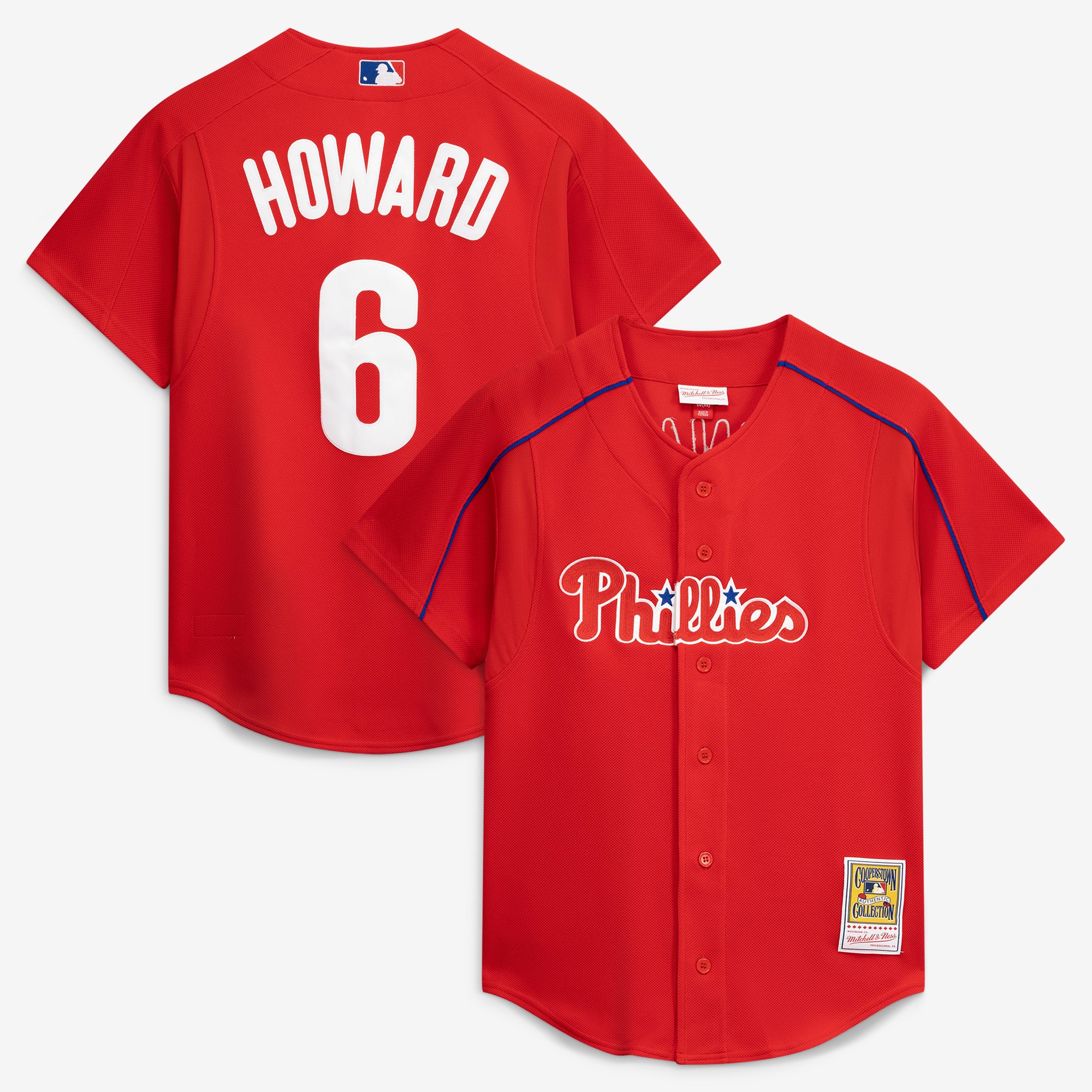 "Mitchell & Ness Ryan Howard Red Philadelphia Phillies Cooperstown Collection Schlagtrainings-Trikot für Herren" Image