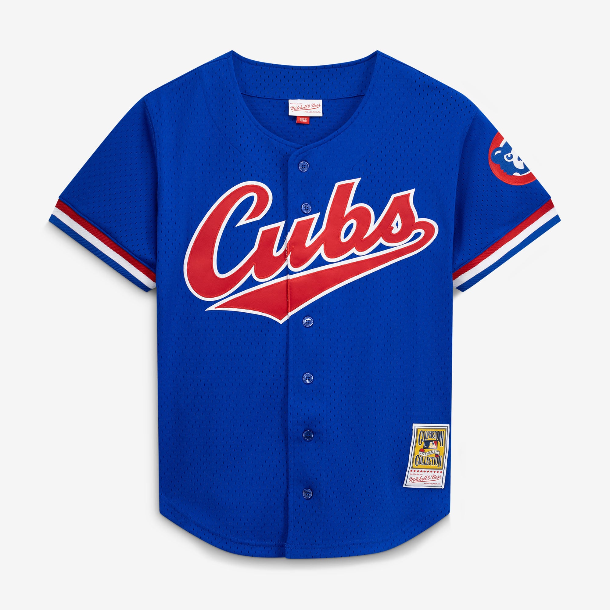 Mitchell & Ness Ryne Sandberg Royal Chicago Cubs Cooperstown Collection 1996 Mesh Schlagtrainings-Trikot mit Knopfleiste für Herren