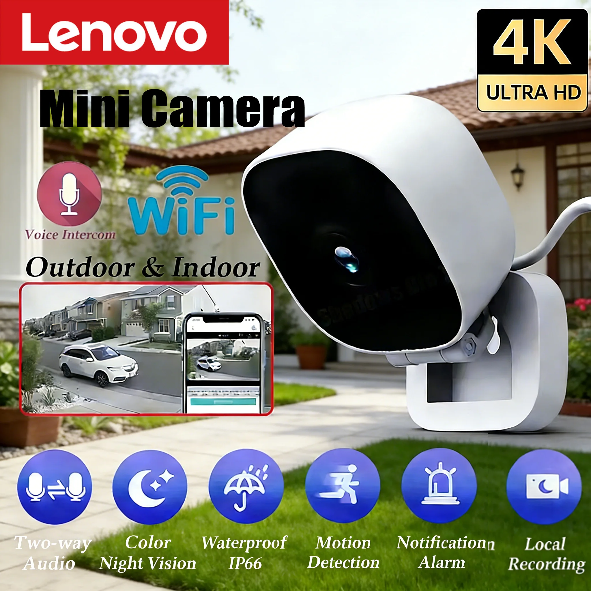 Xiaomi HD 4K Mini-Überwachungskamera, IP65, wasserdicht, Vollfarb-Nachtsicht, Bewegungserkennung, Überwachung, WLAN-Monitor und 2-Wege-Audio Image