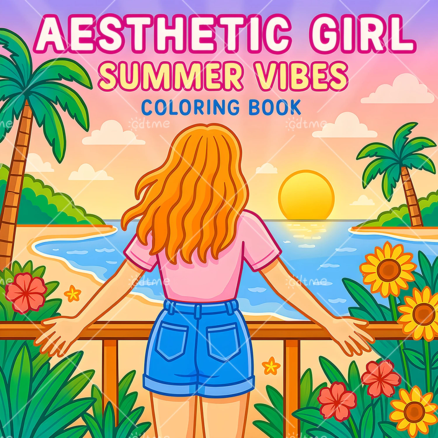 ÄSTHETISCHES MÄDCHEN-SUMMERVIBES Malbuch für Erwachsene mit niedlichen, gemütlichen Alltagsaktivitäten zur Entspannung (gemütliche Räume zum Ausmalen) Image