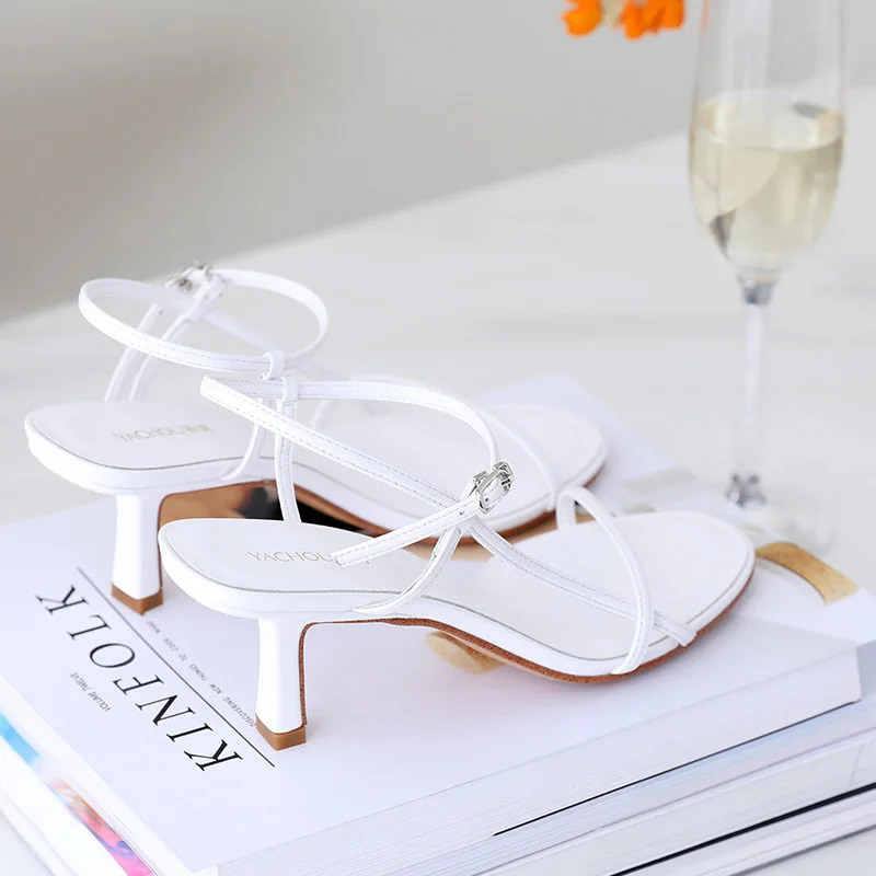 Elegante Damenschuhe für Absätze, Absätze, Damen-Sandalen, Sommer 2022, sexy offene Zehen-Damenschuhe, Schwarz, Blau, Weiß, Gelb
