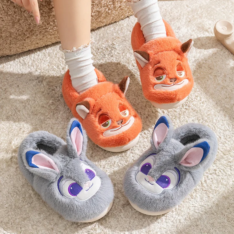 Zootopia Winter Warme Schuhe Plüsch Puppe Baumwolle Hausschuhe Nick der Fuchs Judy Cartoon Anti Slip Nette Warme Hause Schuhe Geburtstag Geschenk Spielzeug