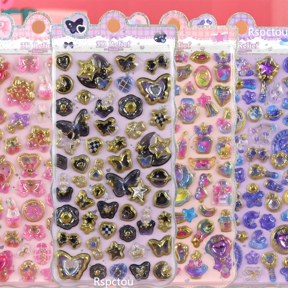 Cartoon 3D Relief Aufkleber Niedliche Magische Schmetterling Tier Scrapbooking DIY Journal Geprägte Aufkleber Deko Schul- und Bürobedarf Image