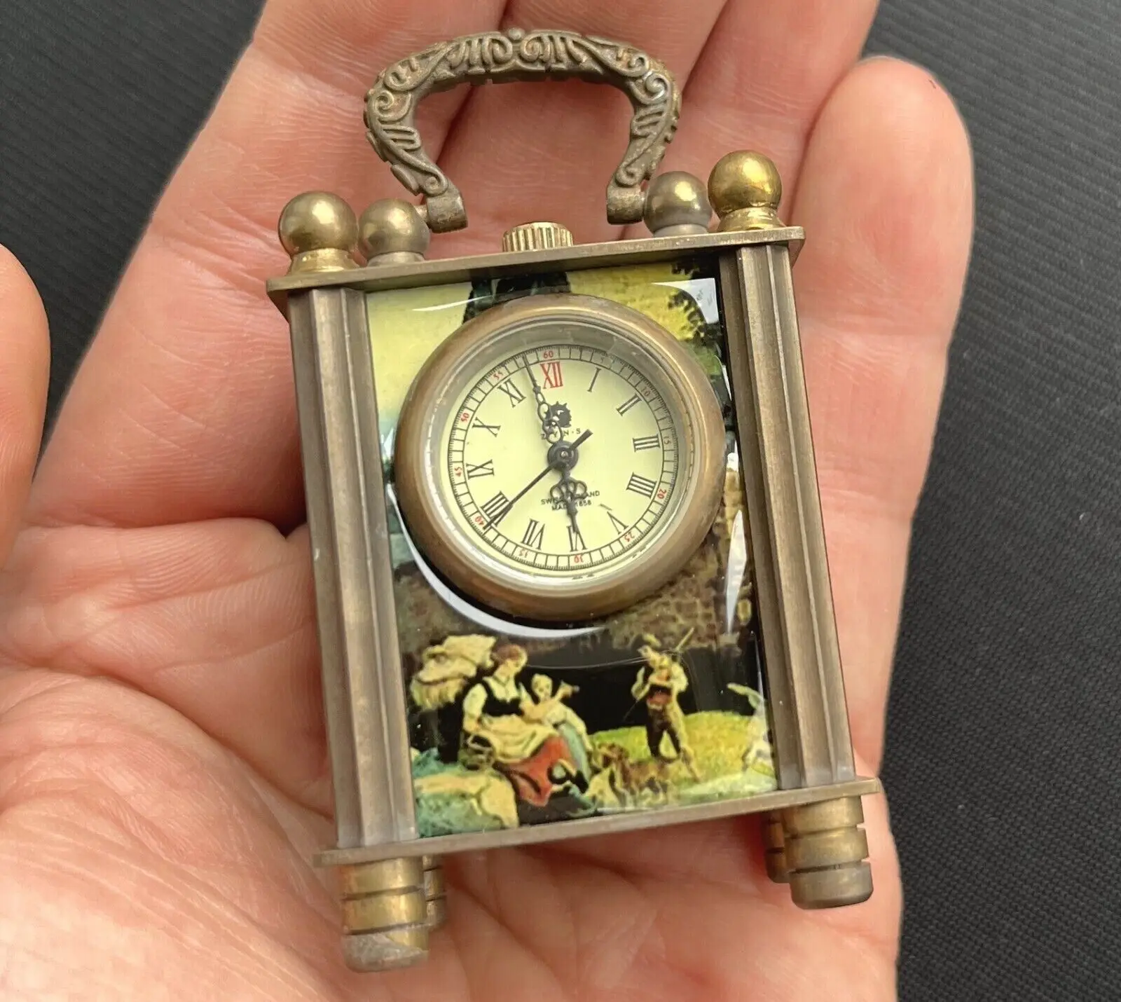 Messing Retro Disc mechanische Uhr Handwerk Sammlerstück Tischdekoration Image