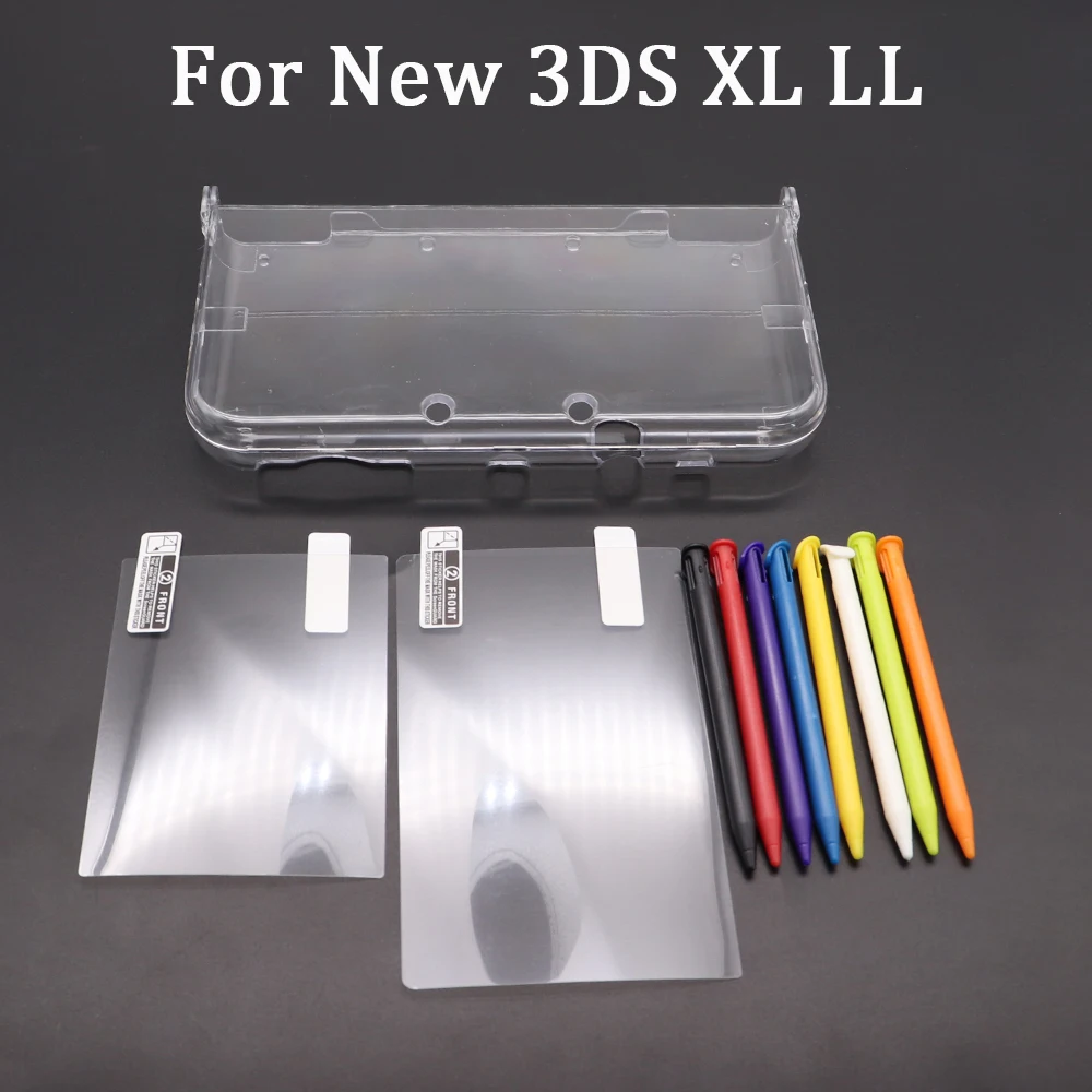 Transparente Schutzhülle + LCD-Displayschutzfolie + Stylus-Stift-Set für New 3DS XL LL Kratzfeste Hartschale Komplettes Zubehör-Set Image