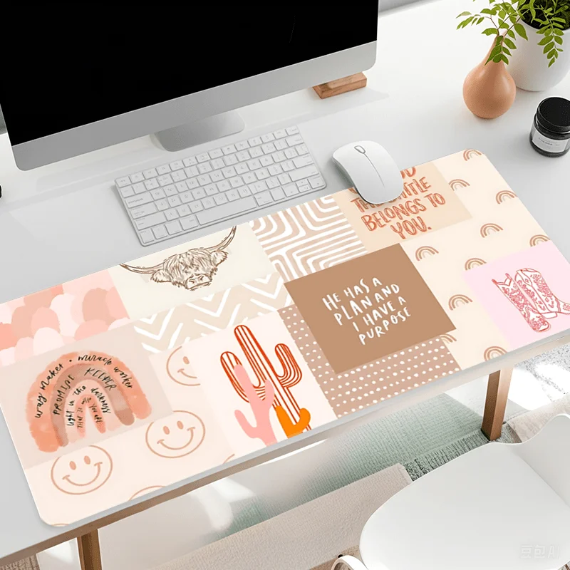 Westlicher Kaktus-Druck Mauspad Gaming-Schreibtischunterlage Rutschfeste Gummibasis Großes Mauspad für PC Laptop Tastatur Büro Gaming-Schreibtisch Image