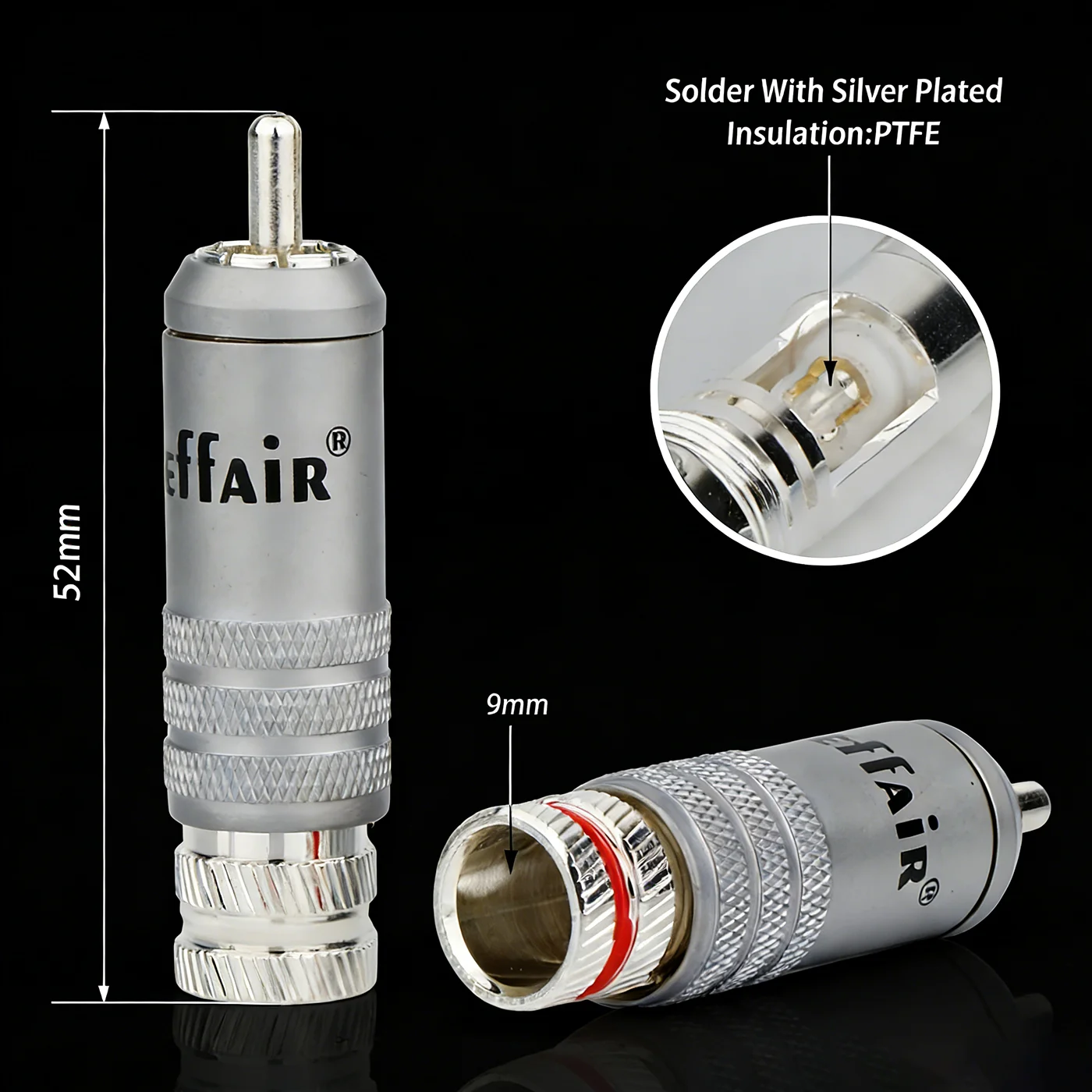 HiFi-RCA-Stecker, versilberte Stecker für audiophile Einzelkabel, DIY 9-mm-Kabel für Verstärkerkabel Image