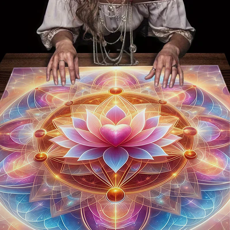 VIKAMA Regenbogen-Lotus Tarot Altartuch Energie-Ritualtuch Hexerei-Wahrsagungsmatte Tarot-Lesetuch Spirituelles Meditations-Tuch