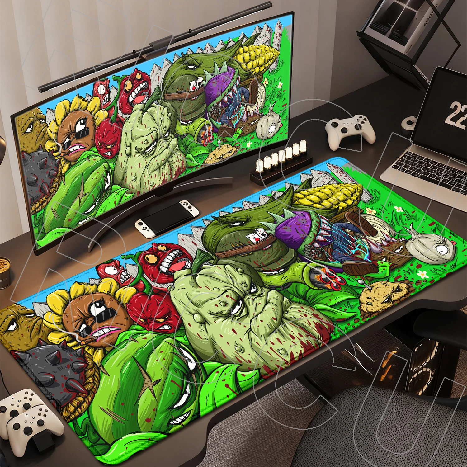 XXL HD-Druck PVZ Plants vs. Zombies Alle Szenen Mauspad Großes Mauspad Tastatur Laptop Gaming PC Zubehör Anime Schreibtischunterlage Image