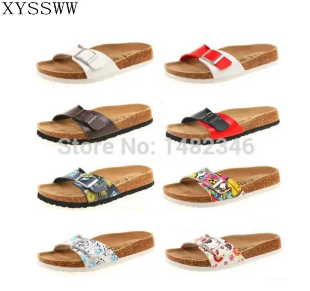 24 Farben Sommer Damen Herren Flache Sandalen Kork Hausschuhe Unisex Freizeitschuhe Drucken Mischfarben Flip Flop Größe 35-45