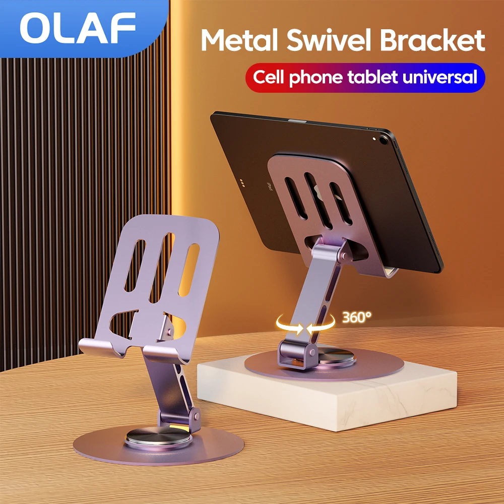 Olaf 360-Grad-Handyhalter, Tablet-Ständer, fauler tragbarer faltbarer Ständer, Handy-Ständer, rutschfester Metall-Basishalter Image