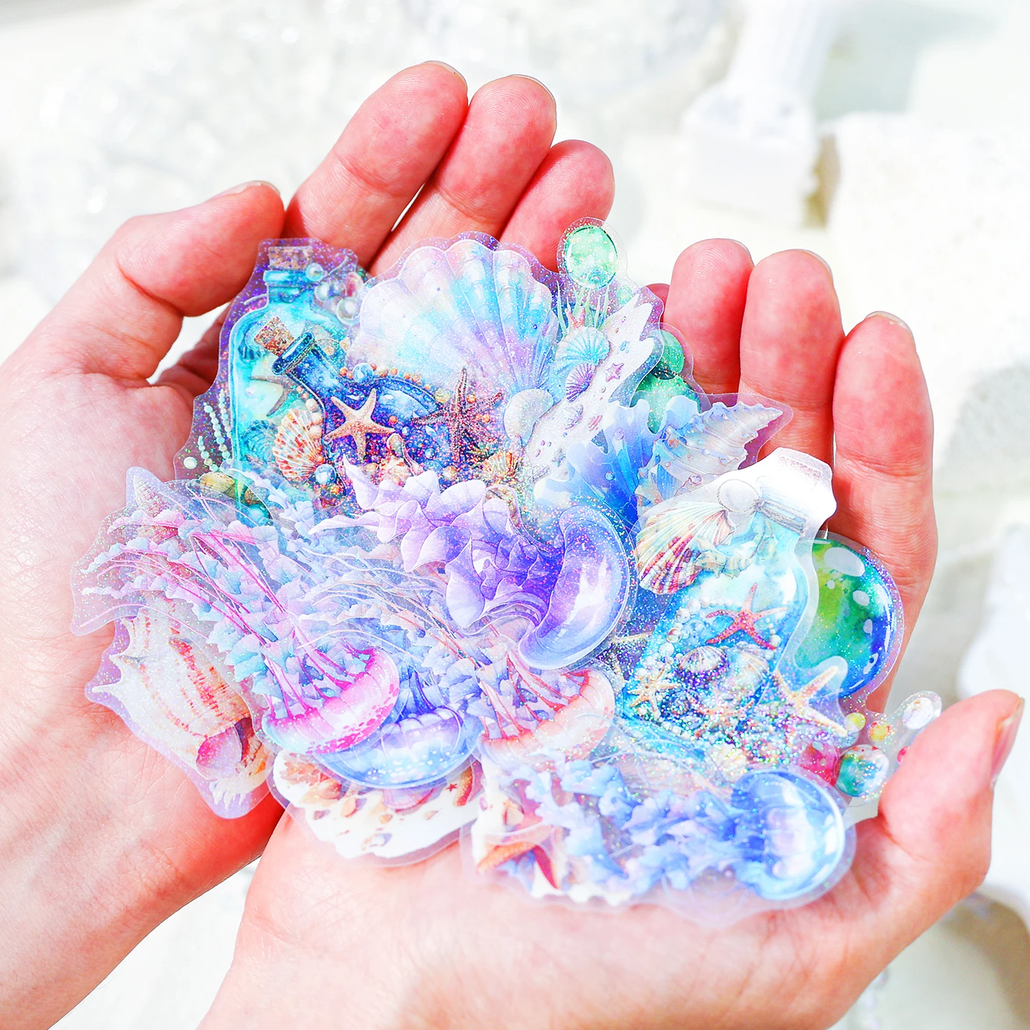 30 Stück Ocean Melody PET wasserfestes Aufkleberpaket für DIY Scrapbooking Journal Dekoration Materialien Koreanische Briefpapieraufkleber Image