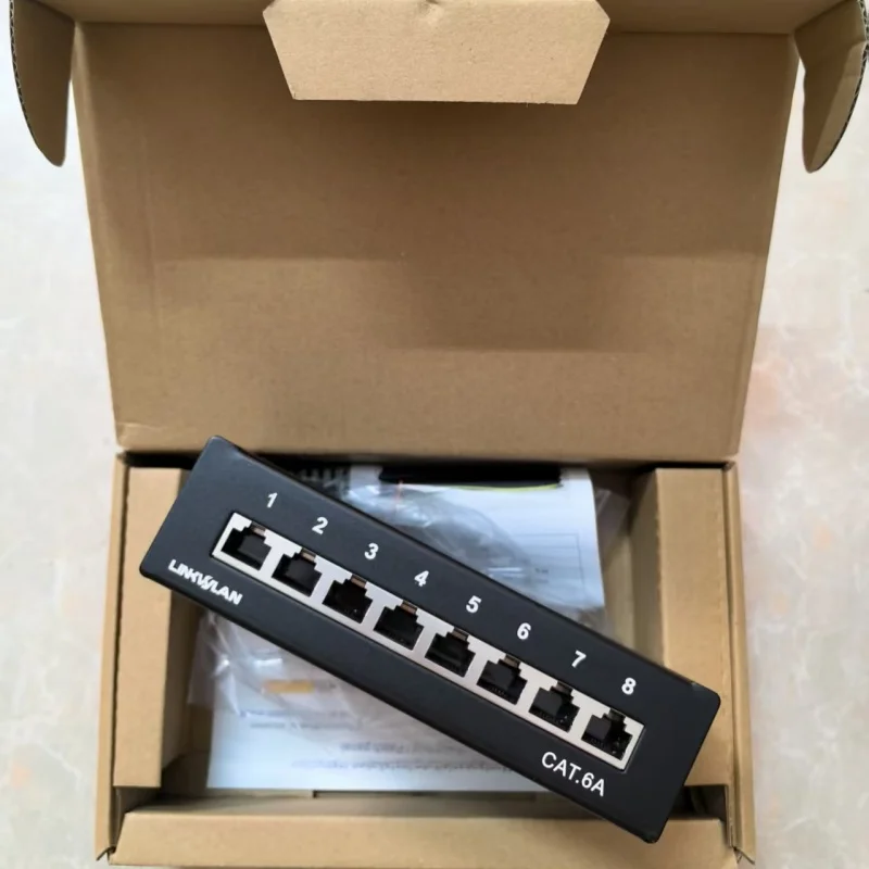 Cat6 6 6A 8 12-Port-Patchpanel, schwache Strombox, vollständig geschirmter Mini-Desktop-Wandmontage-RJ45-Anschluss, Keystone-Buchse Image