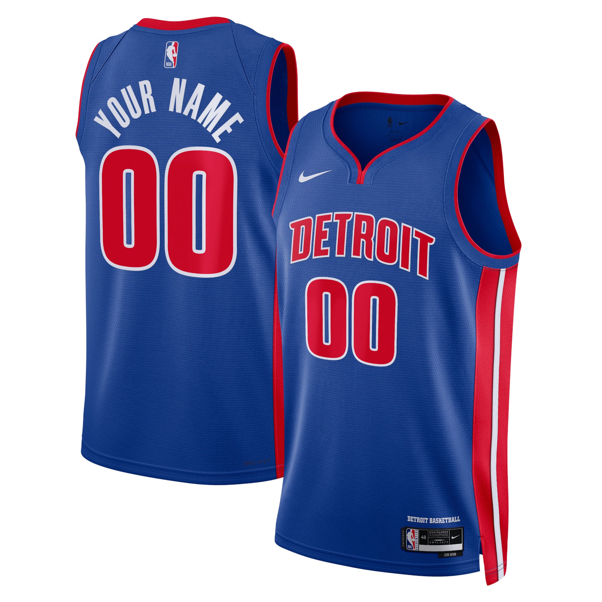 Maillot Nike Icon Swingman des Detroit Pistons - Personnalisé - Unisexe - Homme Taille: 3XL