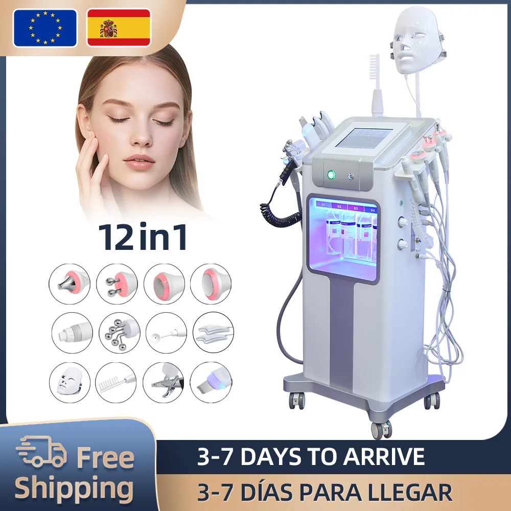 Appareil de soin du visage Hydra Dermabrasion 12 en 1 H2O2, appareil de soin de la peau, lifting du visage, nettoyage en profondeur, peeling aquatique, rajeunissement de la peau, SPA