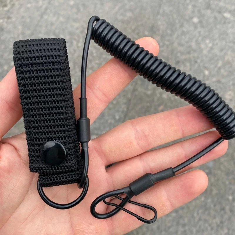 Corda elastica per cordino tattico anti-smarrimento militare cinturino di sicurezza a molla corda per pistola per portachiavi catena torcia elettrica accessori da caccia