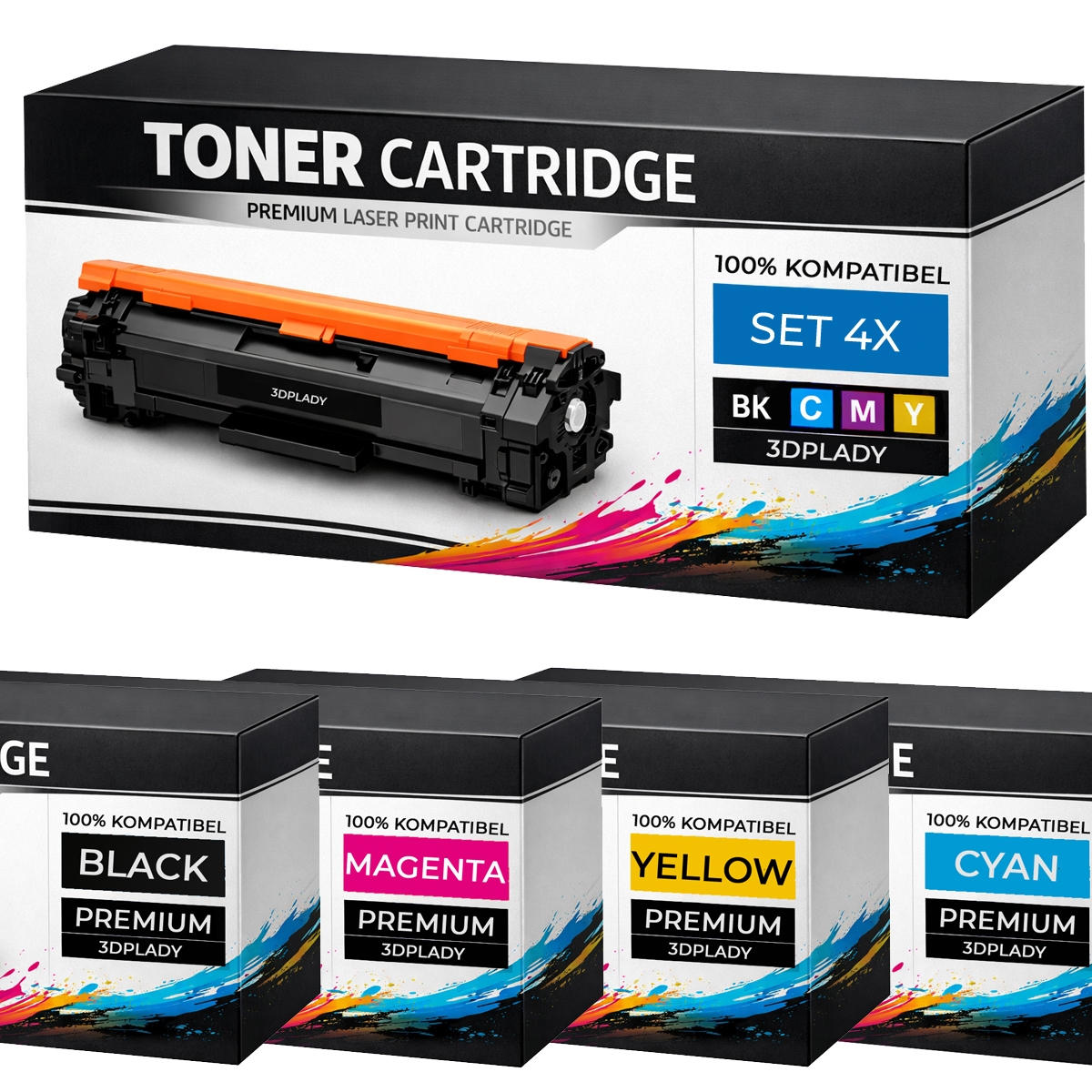 3DPlady Toner kompatibel für Samsung CLT-K / C / M / Y406S CLP--360/366/366W/365W/368 CLX-3300/3305/3305W/3305FW/3306/3306W/3306FN in C/K/M/Y Image
