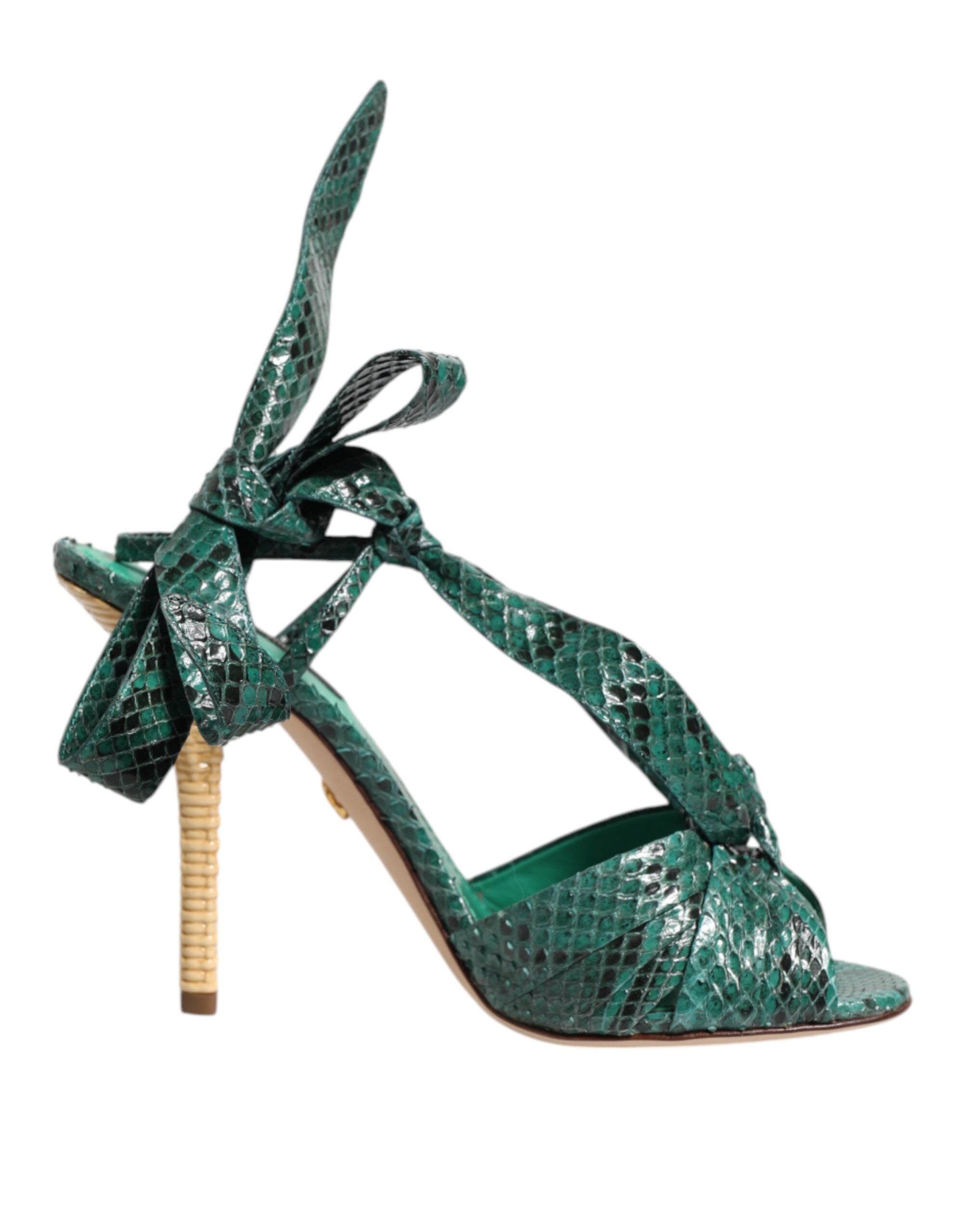 Dolce & Gabbana Grüne Pythonleder Absatzsandalen Schuhe