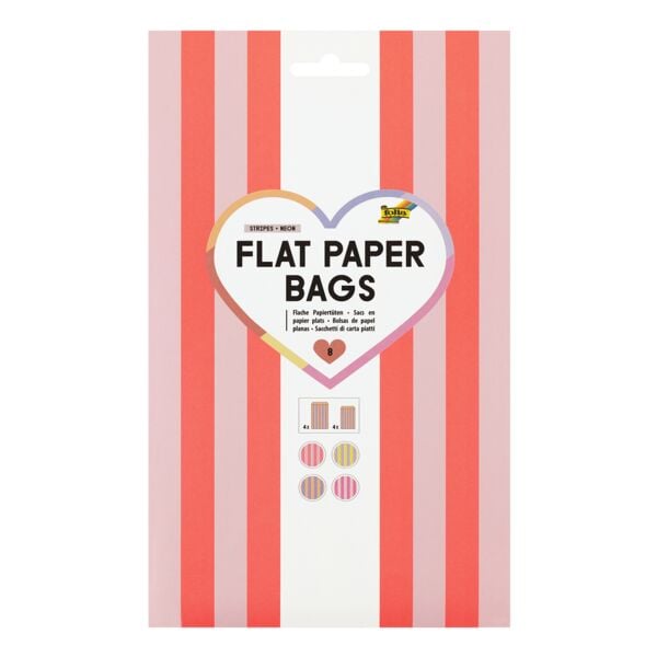 folia Flache Papiertüten »Neon« in zwei Größen 8 Stück, 15.5x24.8 cm