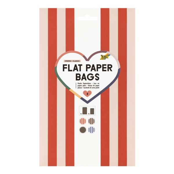 folia Flache Papiertüten »Classic« in zwei Größen 8 Stück rot, 15.5x24.8 cm
