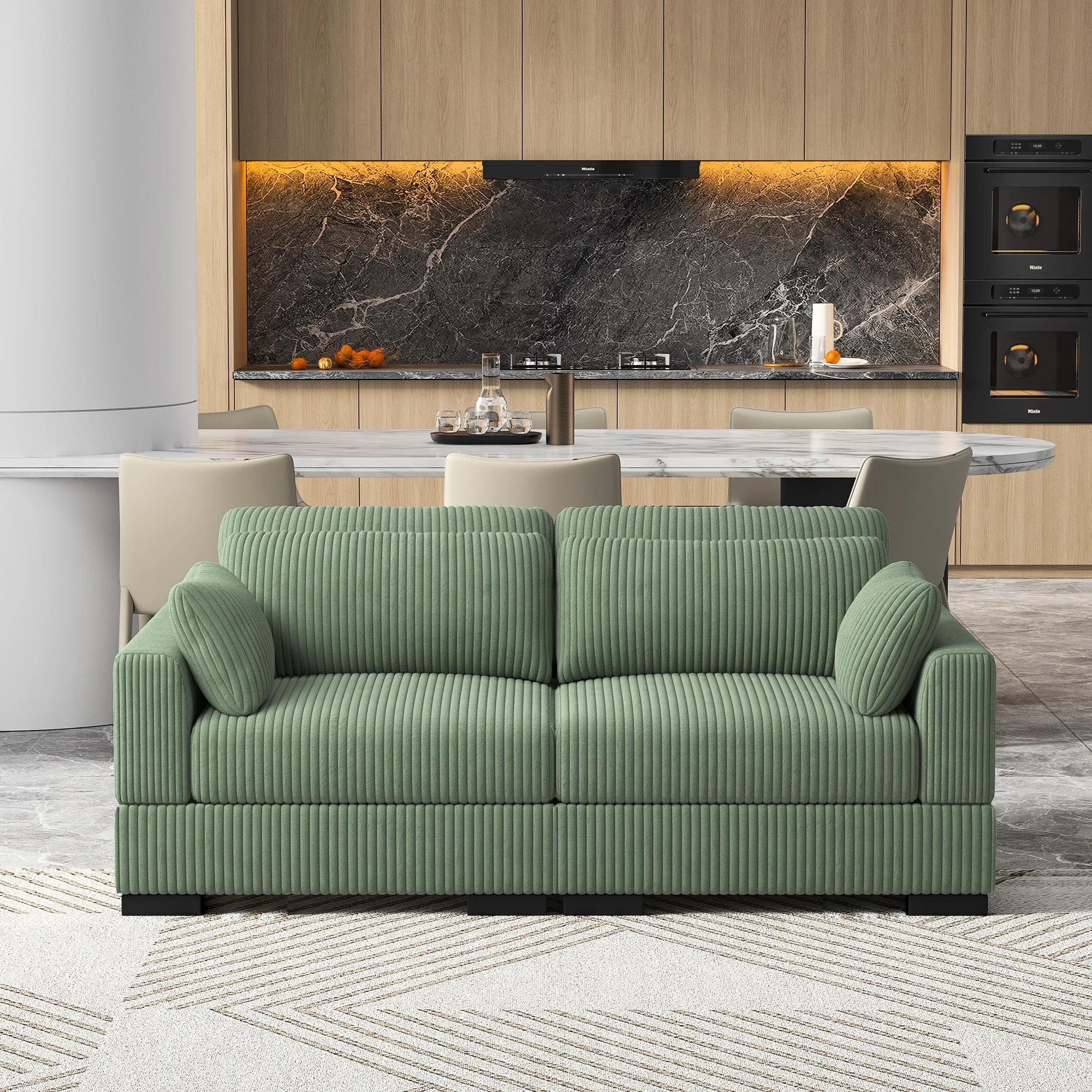 Anajqaqia Doppel-/Einzelsofas, Wohnzimmersofas, Moderne Ausziehbare Sofas, Polstersofas, Gepolsterte Möbel, Grün Image