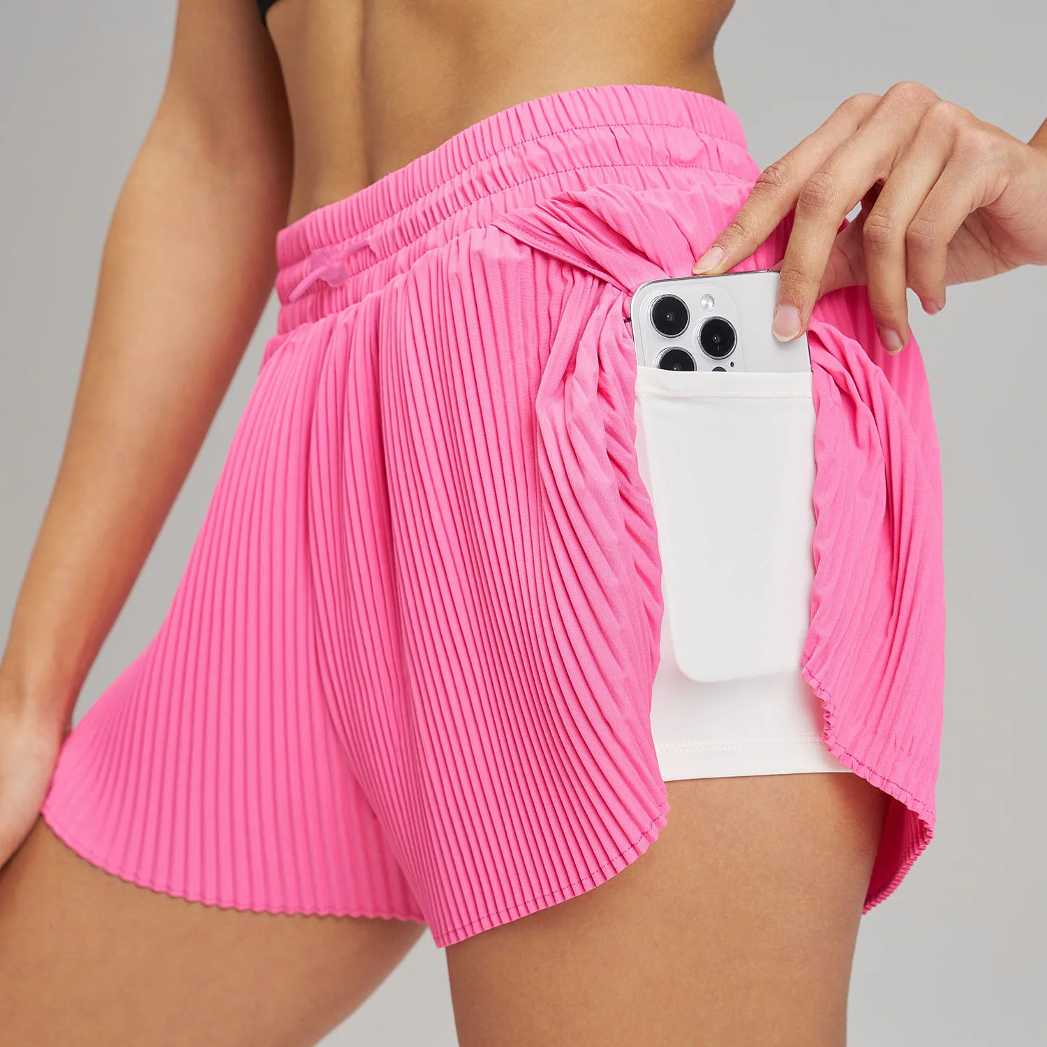 Sport Outdoor Fitness Yoga Shorts Gefälschte Zwei Stücke Falten Rock Hosen Atmungsaktiv Schnell Trocknend Drei Punkt Hosen Yoga Rock Image