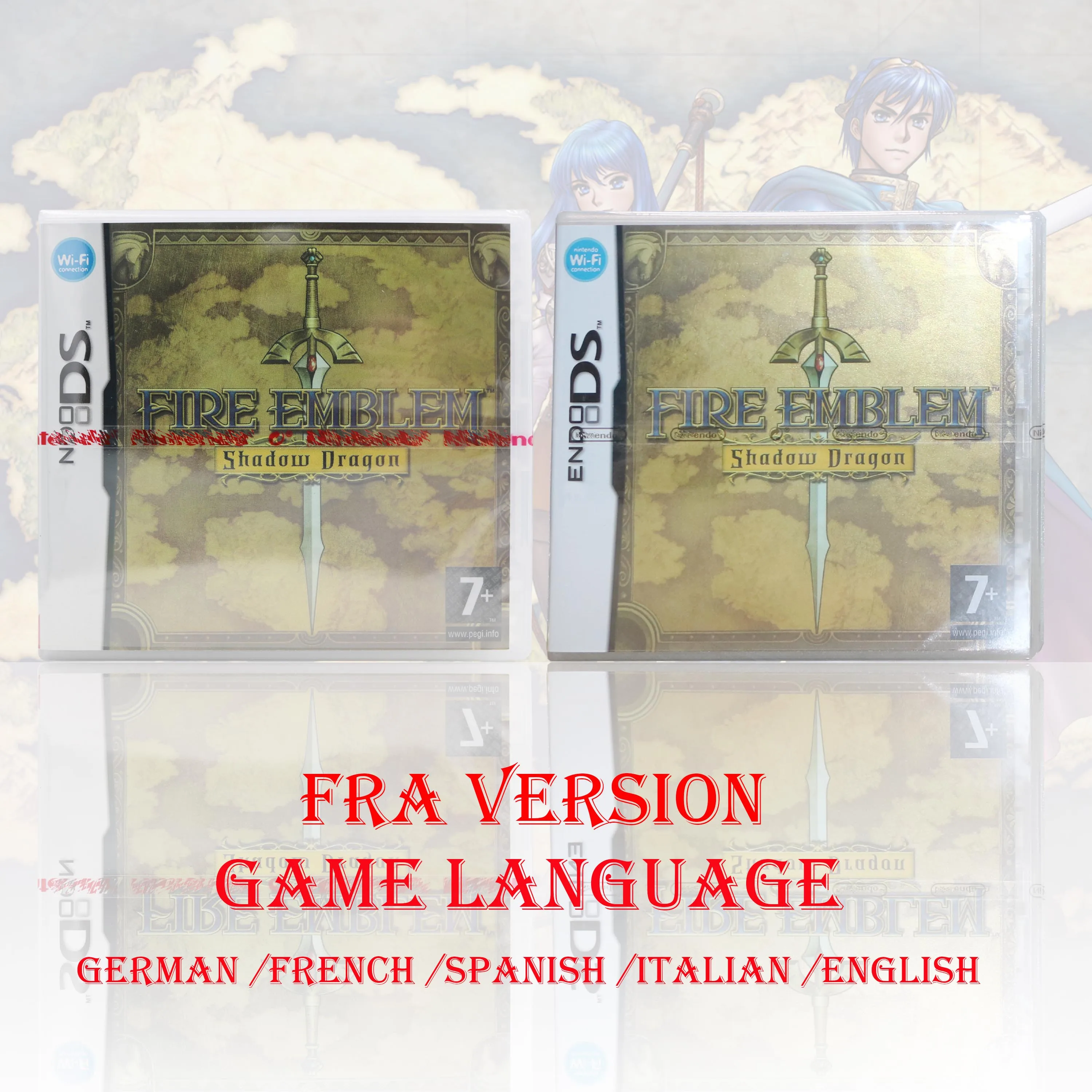 Fire Emblem Shadow Dragon FRA-Version, versiegelte Verpackung, 1:1 Original-Replik, DS-Videospiel, funktioniert perfekt für DS 2DS 3DS Konsolen