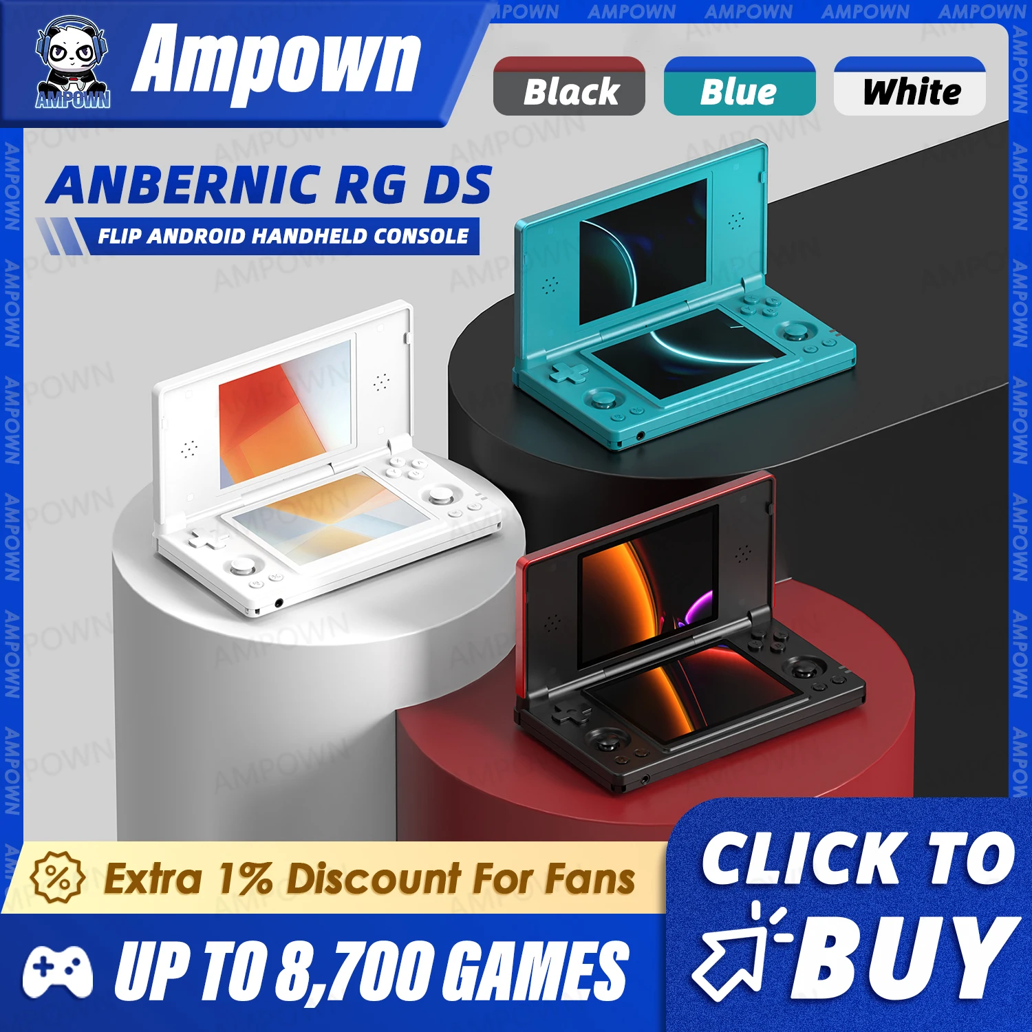 RG DS Handheld-Spielekonsole 4'' Dual IPS Touchscreen RK3568 Prozessor Android14 Hall Effect Magnetschalter Fliptop Video Player Image