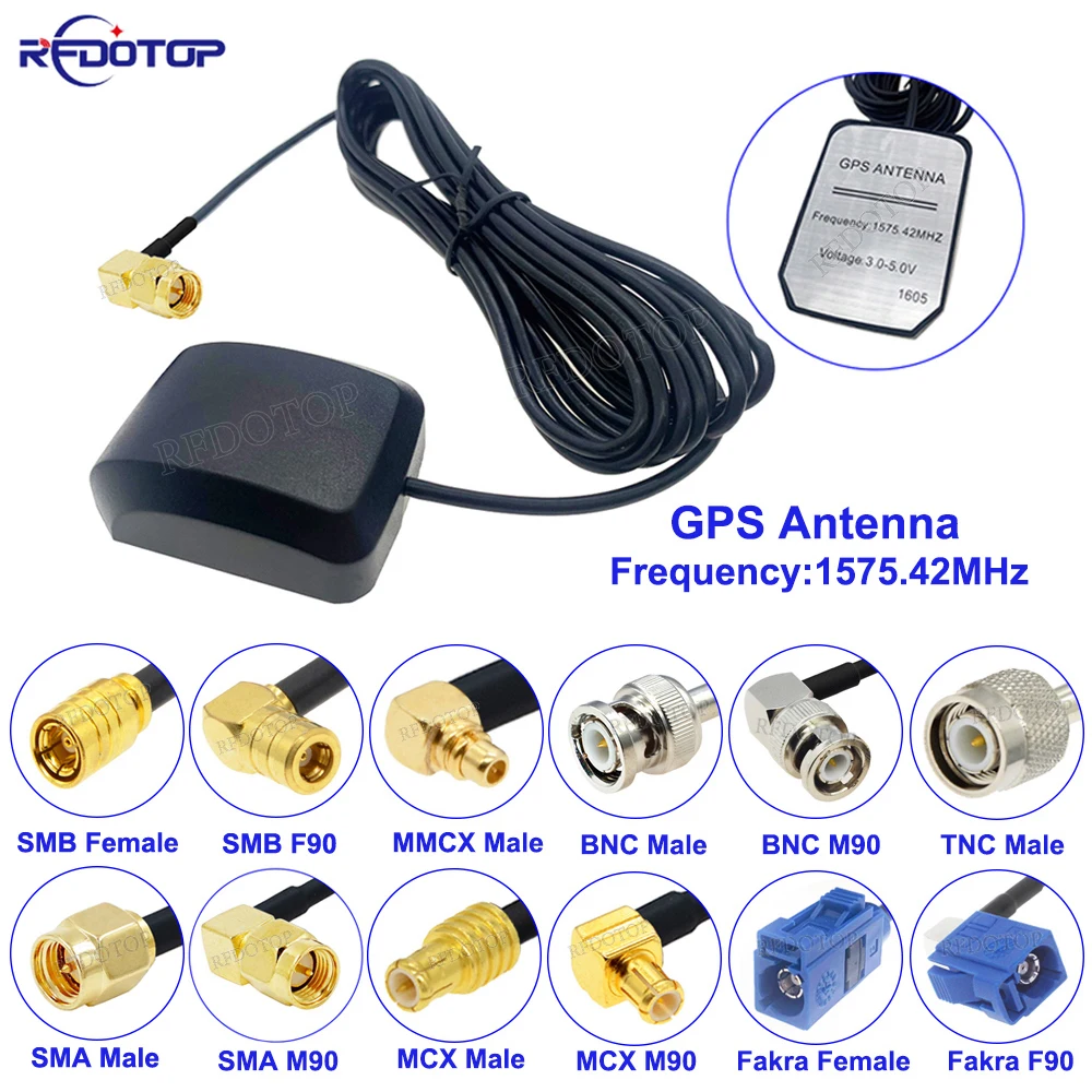 1Pcs Car GPS Antenna SMA/SMB/MCX/MMCX/BNC/TNC/Fakra Male/Female Connector RG174 Cable GPS Receiver Antenna Aerial GPS Receiver