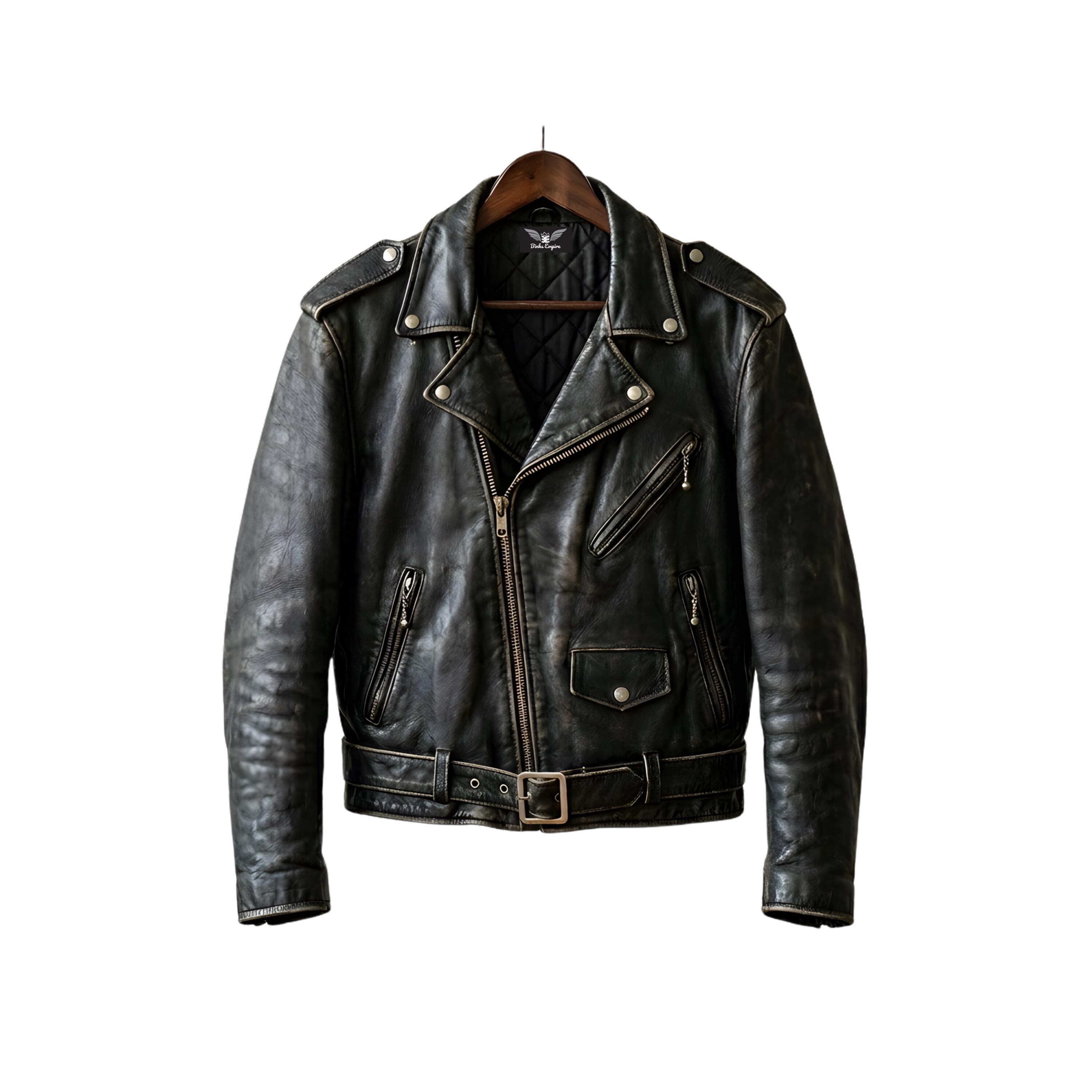 Giacca in pelle fatta a mano anni '80 per uomo - Giacca da motociclista classica, vera pelle fatta a mano, giacca in pelle da uomo in stile punk rock