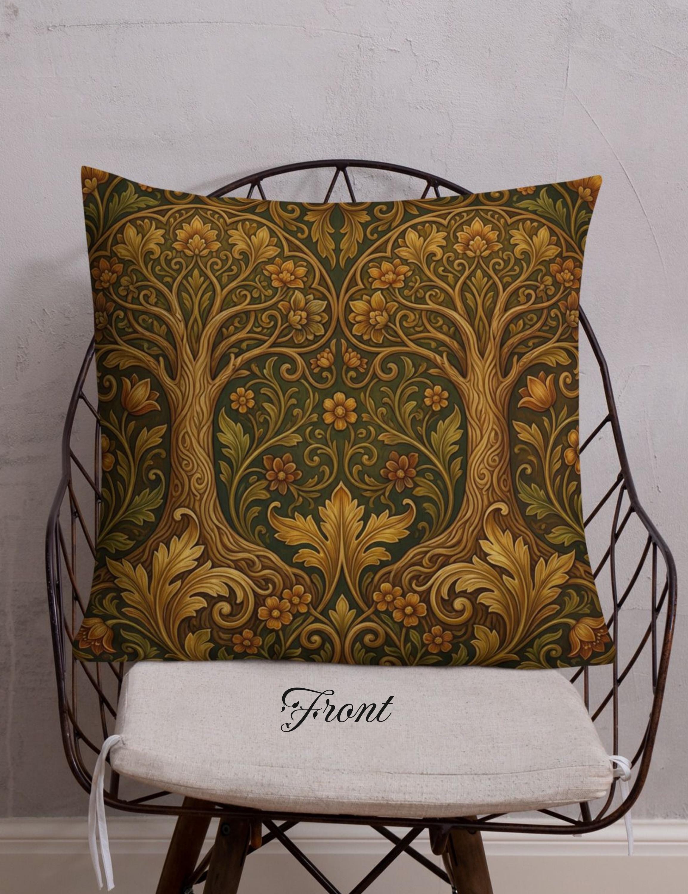 Cuscino con motivo botanico Art Nouveau Woodland / Cuscino o federa con motivo forestale / Decorazione Dark Academia - Cuscino decorativo 18x18 o 22x2