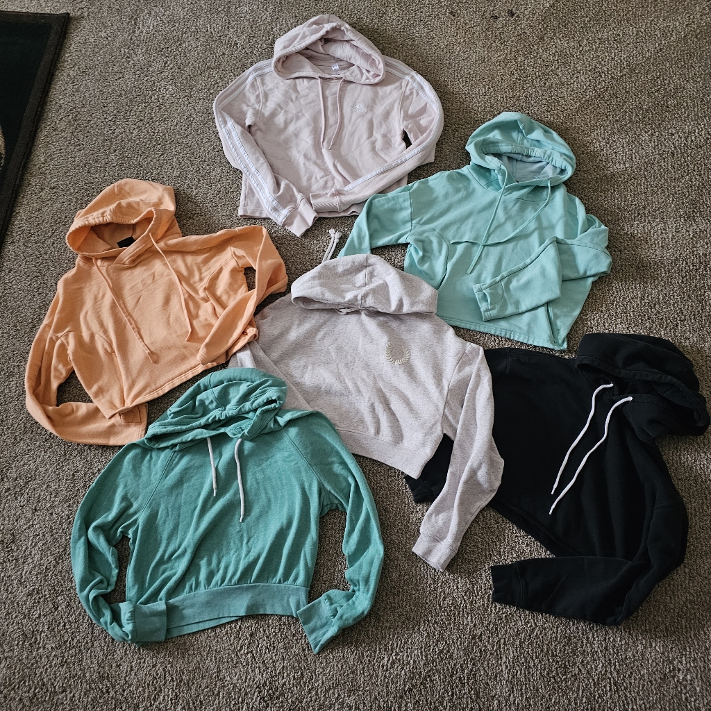 Adidas Sweaters | Cropped Hoodie Bundle Lot | Color: Cream/Orange | Size: Xs