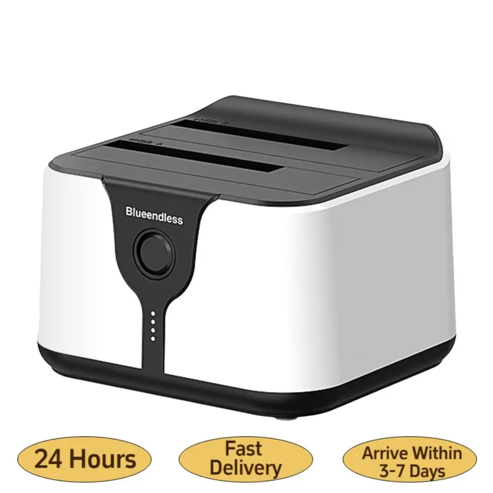 Docking station esterna USB 3.0 a doppio slot per hard disk SATA, supporta la clonazione offline di hard disk per HDD/SSD SATA da 2,5 o 3,5 pollici