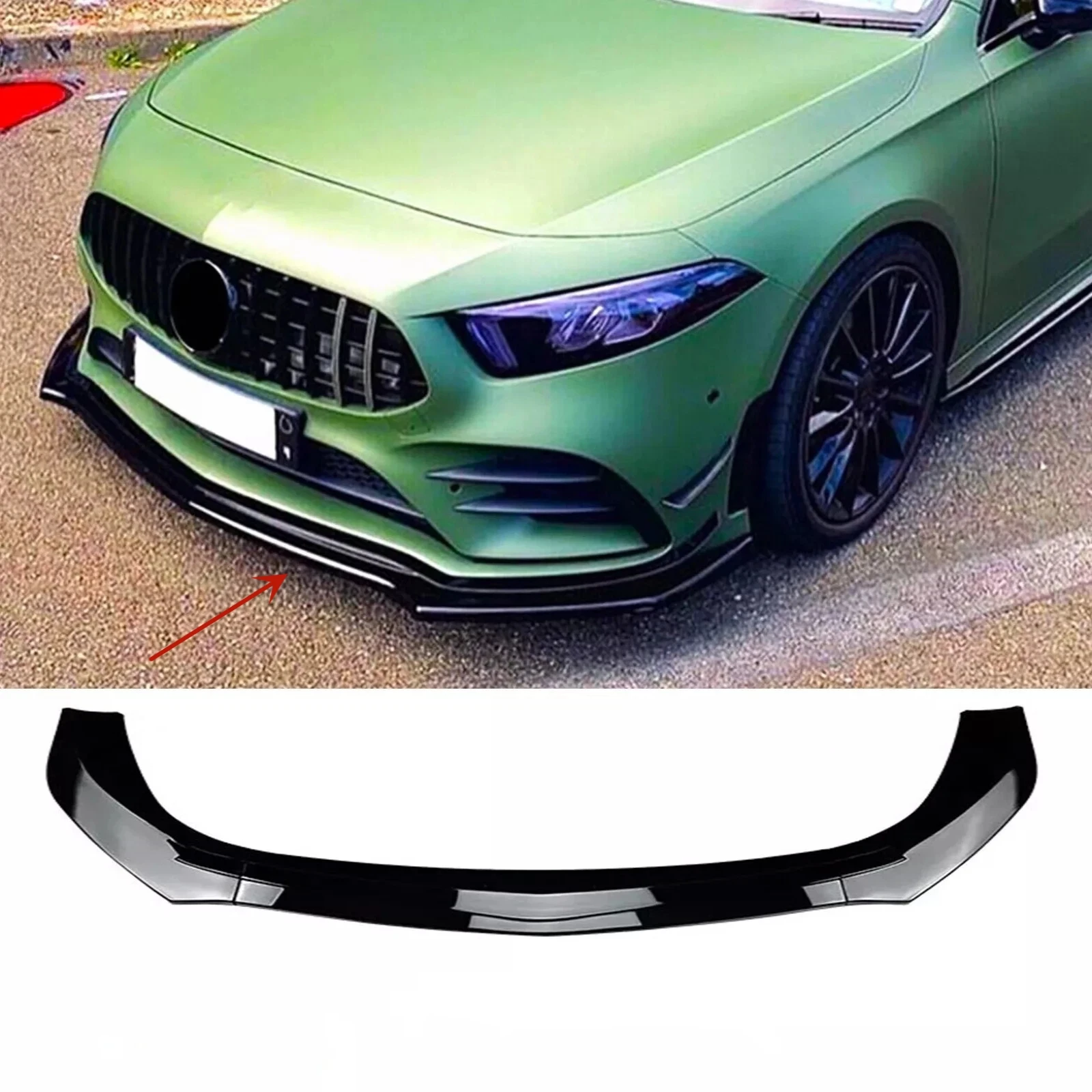 Splitter per Paraurti Anteriore per Mercedes-Benz Classe A W177 A35 A45 AMG-Line 2018-2022, Diffusore Spoiler per Paraurti Anteriore, Kit Carrozzeria